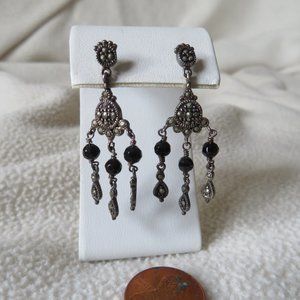 Marcasite & Onyx Chandelier Earrings
